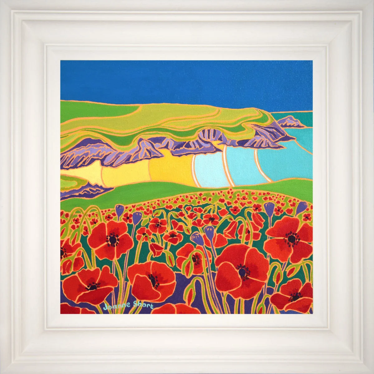 'A Carpet of Poppies, Polly Joke Beach', 12x12 inches oil on canvas. Cornwall Art Gallery Painting by Cornish Artist Joanne Short - Image 2