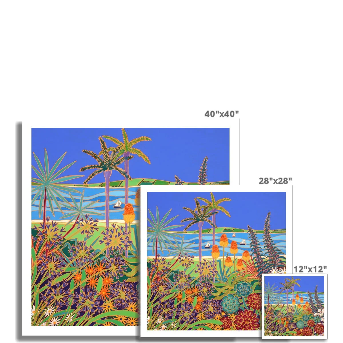 Joanne Short Fine Art Open Edition Coastal Garden Cornish Art Print 'A Garden of Colourful Delights, Tresco'. Cornwall Art Gallery - Image 3