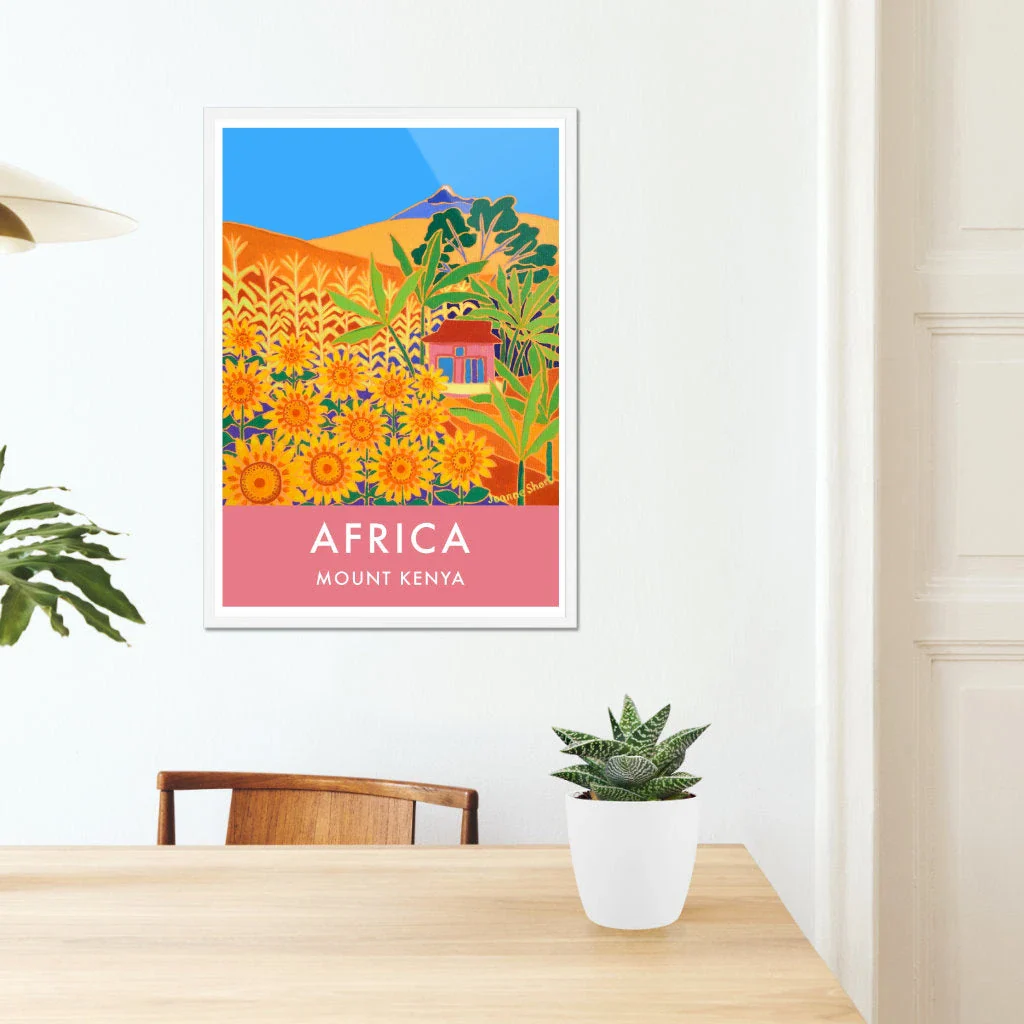 African Art Wall Art Poster Print by Joanne Short. Mount Kenya Sunflowers - Image 6