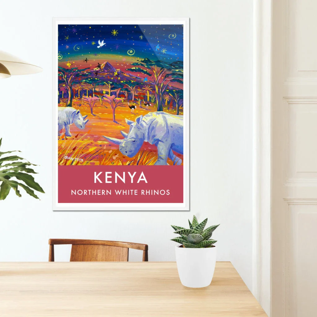 African Art Wall Art Poster Print by John Dyer. Last Two Northern White Rhinos - Najin and Fatu, Ol Pejeta, Kenya. Animal Art Prints - Image 7