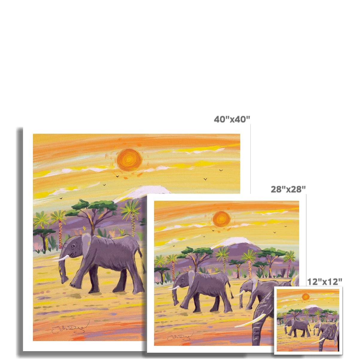 John Dyer African Elephants, Open Edition Fine Art Print. Animal Art Prints - Image 3