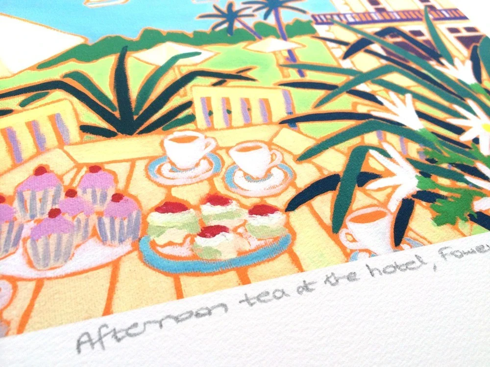 'Afternoon Tea at the Hotel, Fowey'. Limited Edition Print by Cornish Artist Joanne Short - Image 3