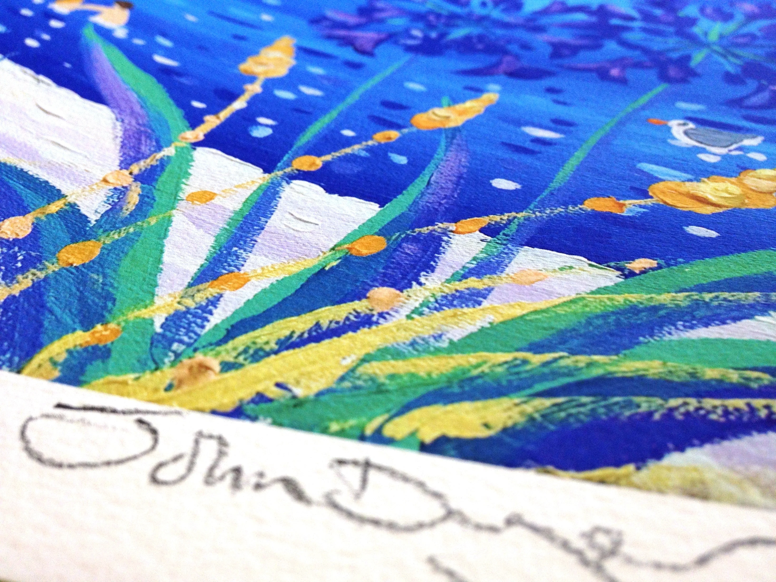 Limited Edition Print of Tresco by Cornish Artist John Dyer. 'Agapanthus Days Tresco'. Cornwall Art Gallery Beach Print - Image 3
