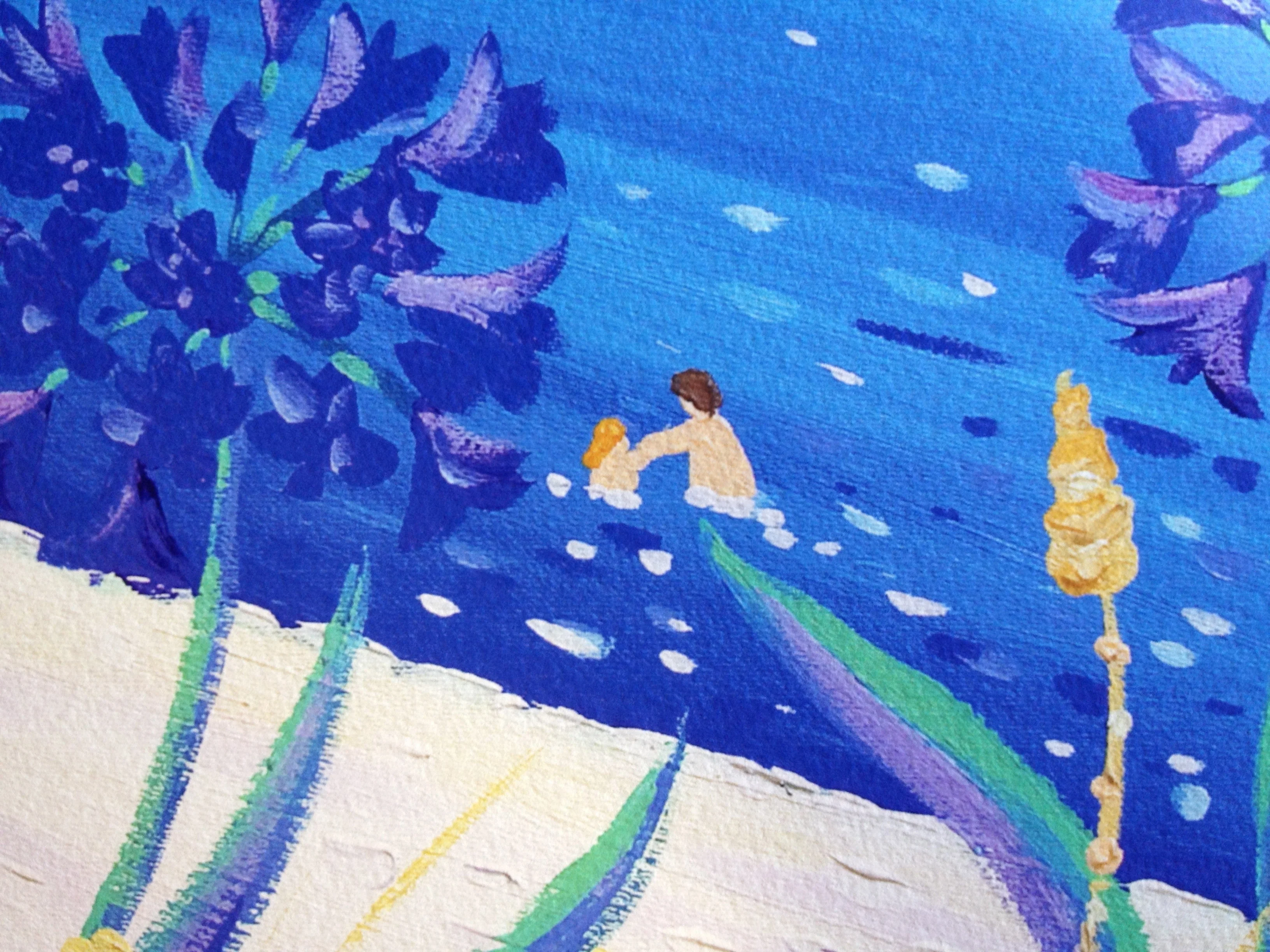 Limited Edition Print of Tresco by Cornish Artist John Dyer. 'Agapanthus Days Tresco'. Cornwall Art Gallery Beach Print - Image 4