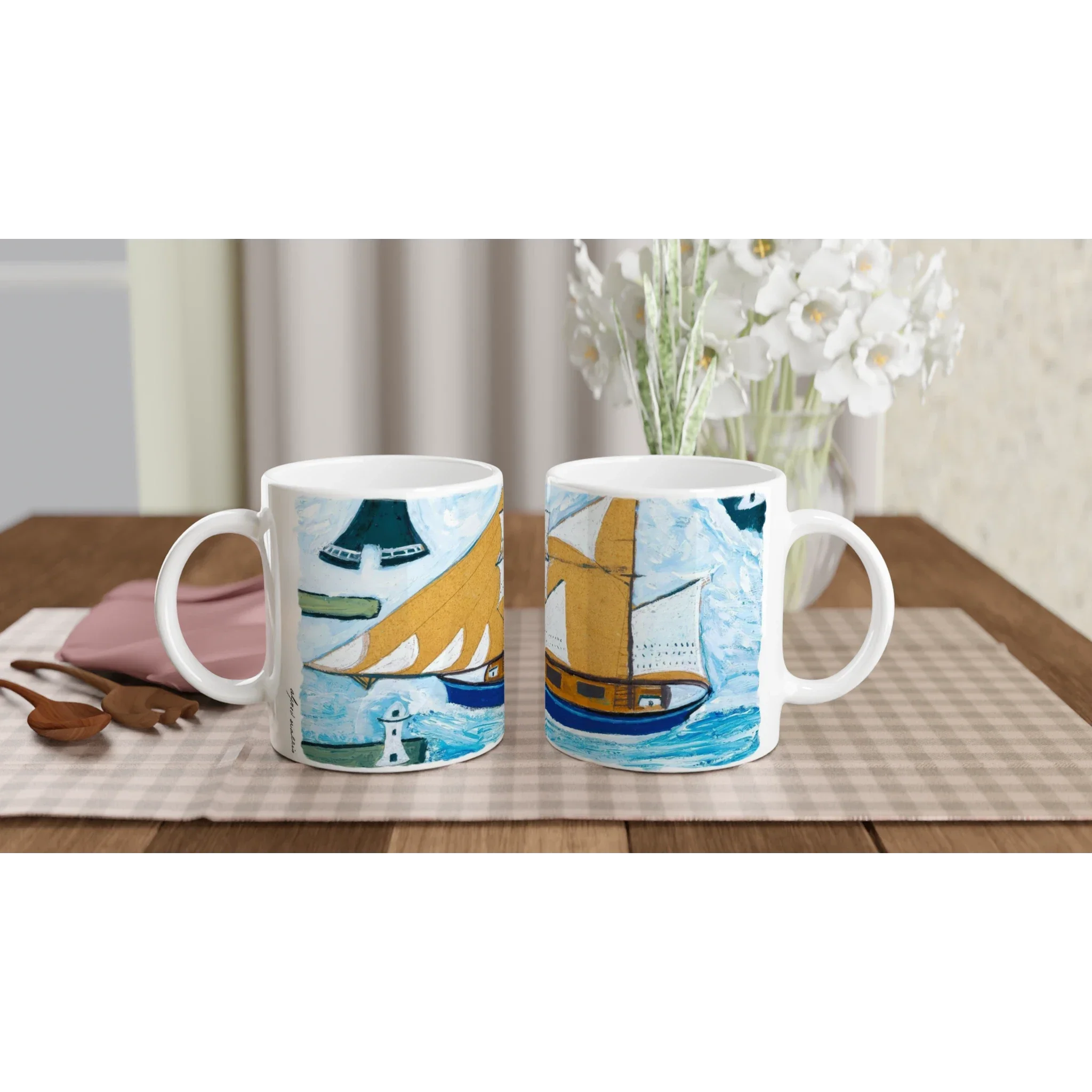 Alfred Wallis Ceramic Cornish Historical Art Masterpiece Art Mug. Paintings on  Mugs Range. 'The Blue Ship' - Image 4