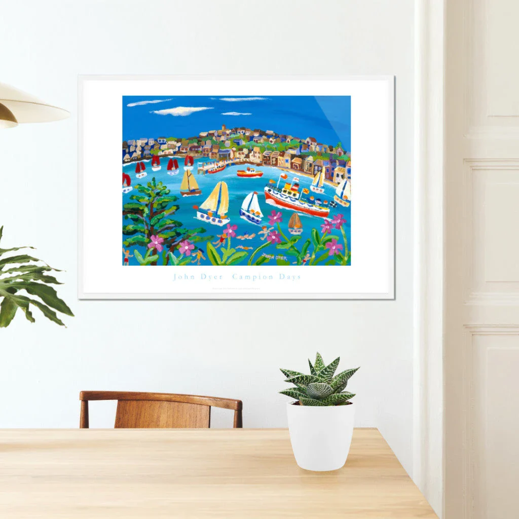 Cornish Art Poster Print. Campion Days, Flushing, Falmouth, Cornwall. By Cornish Artist John Dyer - Image 7