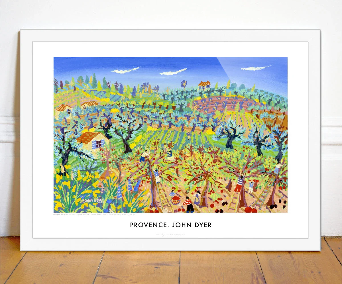 French Wall Art Poster Print. Cherry Pickers, Nyons, Provence by Artist John Dyer. French Art Gallery - Image 2