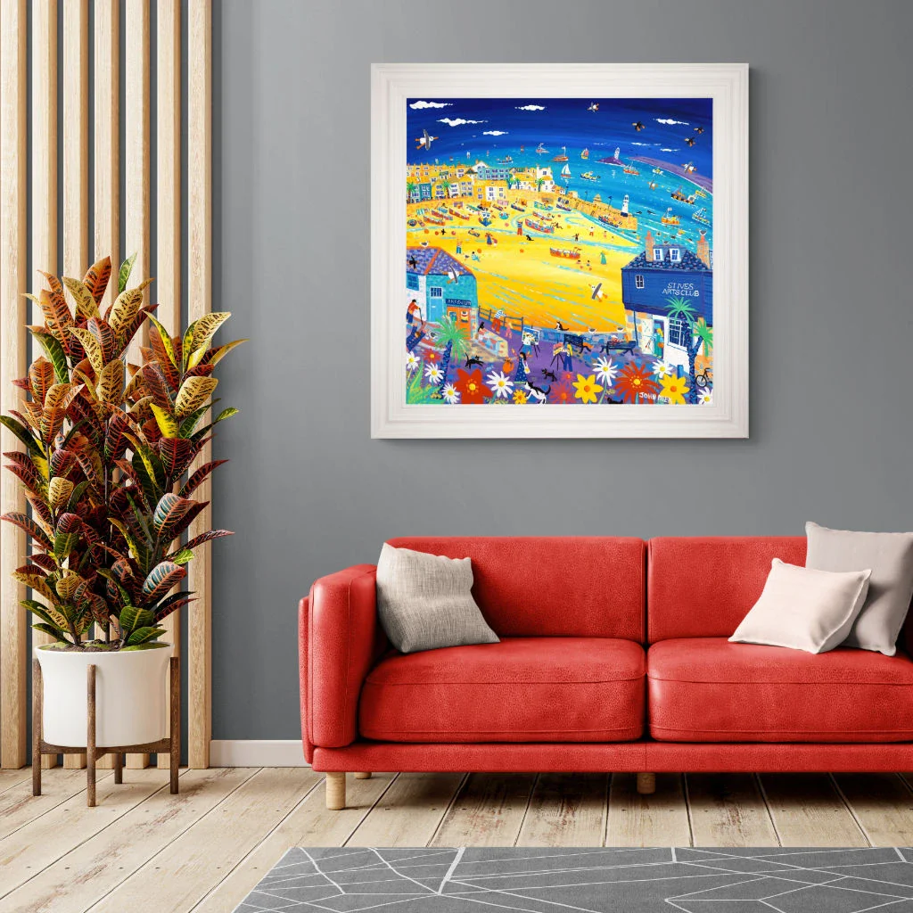 'Arty St Ives', 100x100 cm acrylic on canvas. Paintings of Cornwall by Cornish Artist John Dyer. Cornwall Art Gallery - Image 3