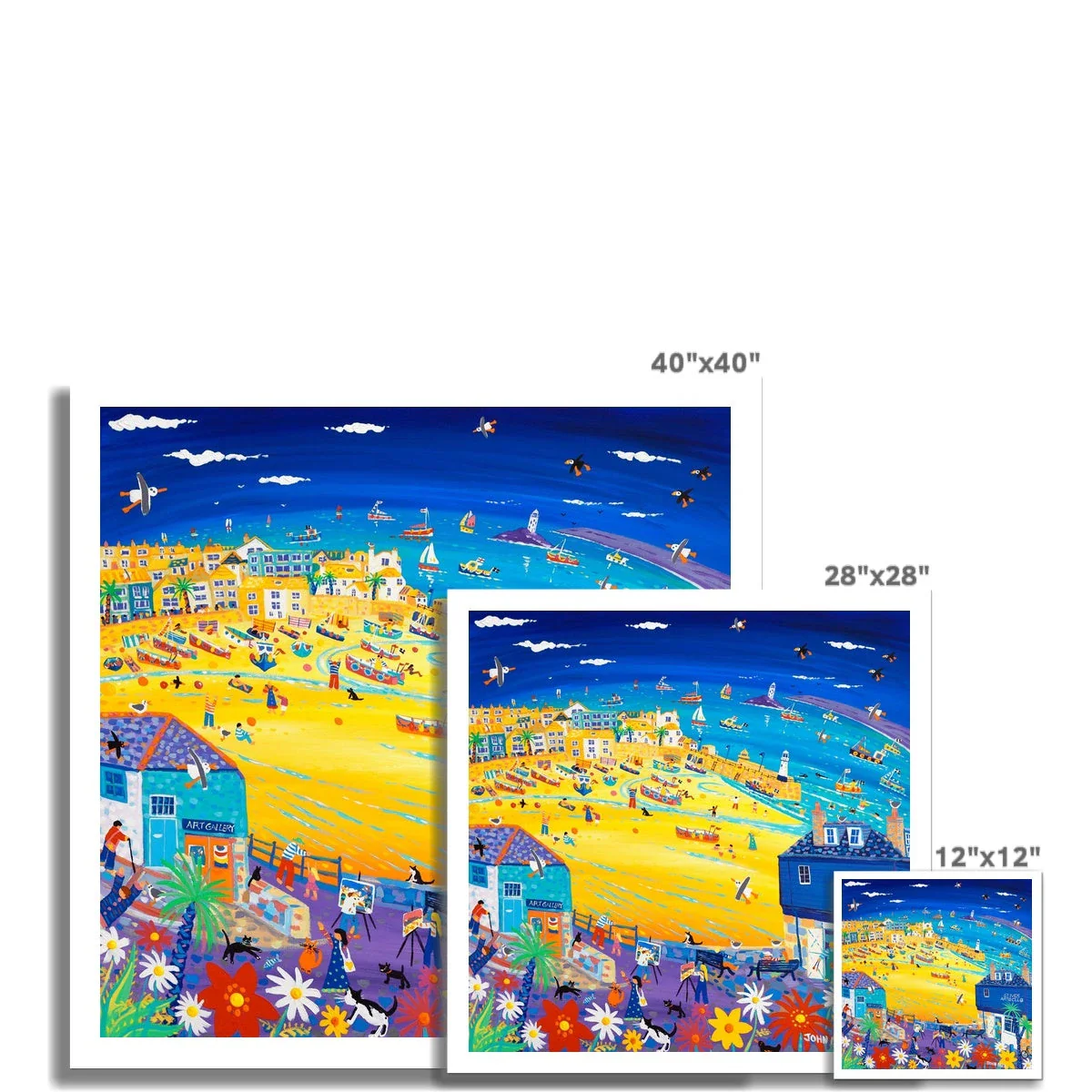 John Dyer Fine Art Print. Open Edition Cornish Art Beach Print. 'Arty St Ives'. Cornwall Art Gallery - Image 3