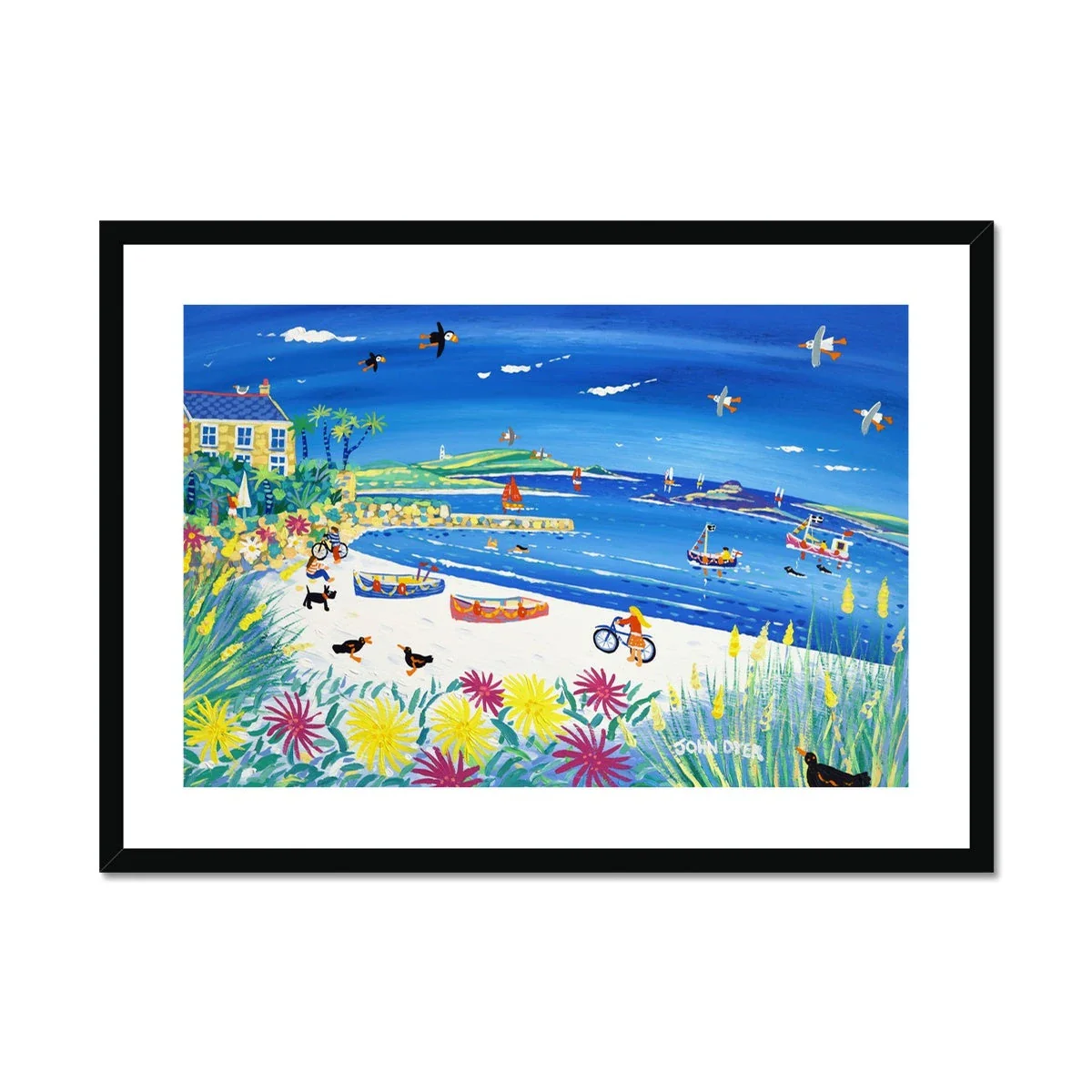 John Dyer Coastal Framed Open Edition Art Print. 'Bikes on the Beach, Old Grimsby, Tresco'. Gallery Tresco Print - Image 2
