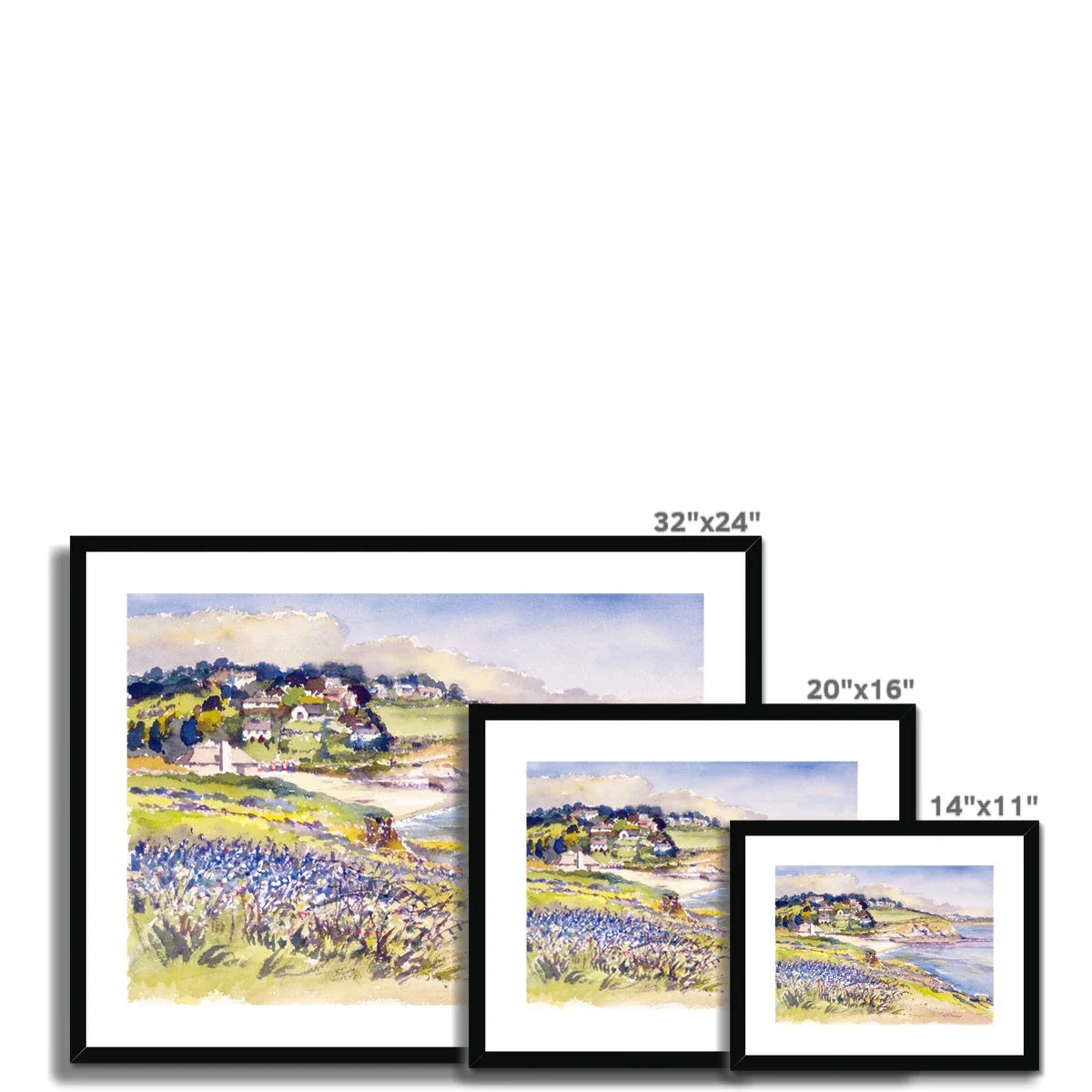 Ted Dyer Framed Open Edition Cornish Fine Art Print. 'Bluebells on the Cliff, Swanpool'. Cornwall Art Gallery - Image 6