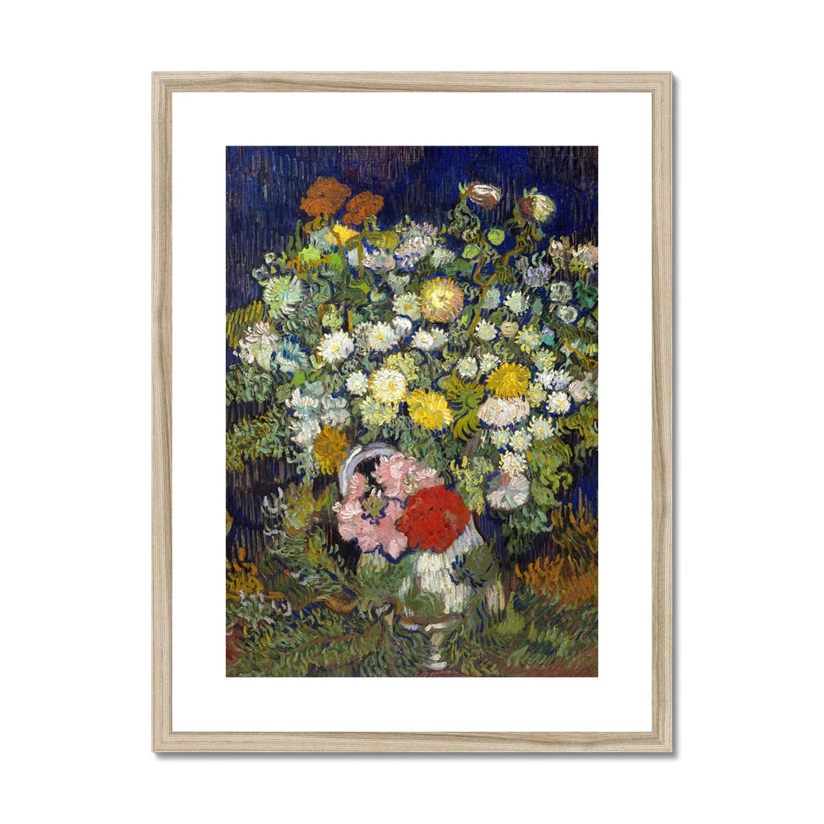 'Bouquet of Flowers a Vase' Garden Still Life by Vincent Van Gogh. Framed Open Edition Fine Art Print. Historic Art - Image 3