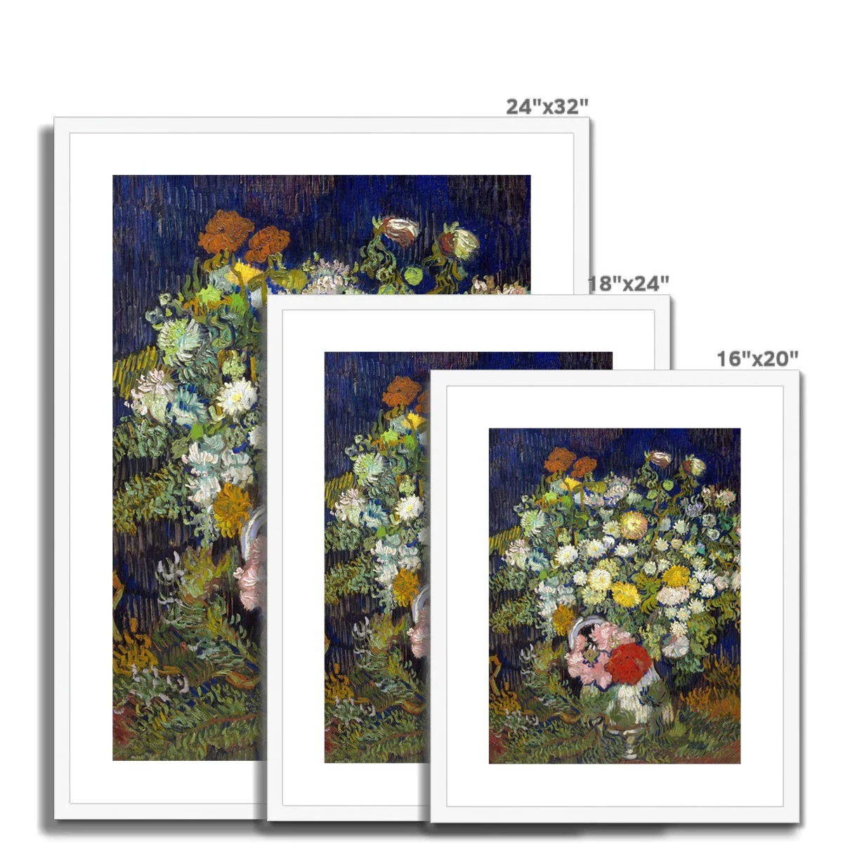 'Bouquet of Flowers a Vase' Garden Still Life by Vincent Van Gogh. Framed Open Edition Fine Art Print. Historic Art - Image 6