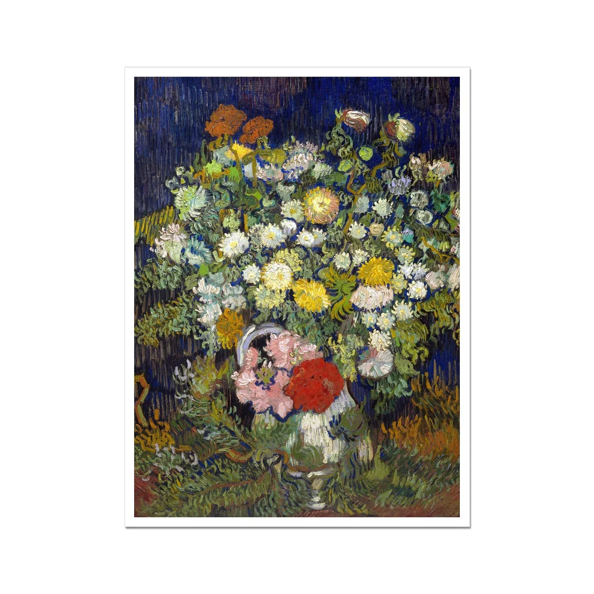 'Bouquet of Flowers in a Vase' Garden Flowers. Still Life by Vincent Van Gogh. Open Edition Fine Art Print. Historic Art