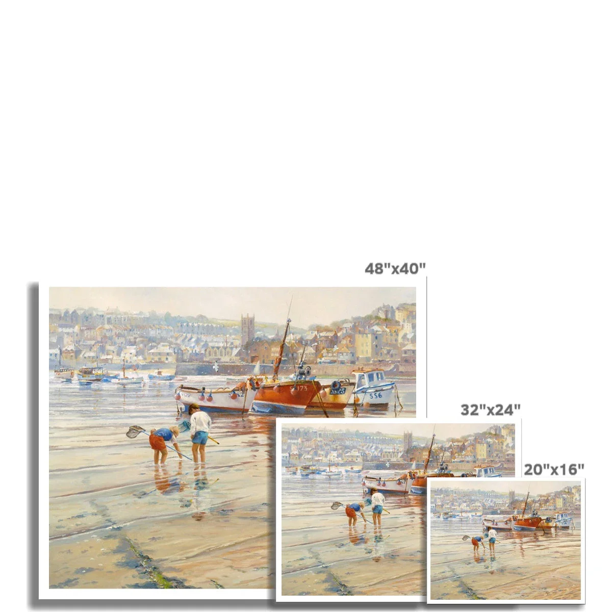 Ted Dyer Fine Art Print. Open Edition Cornish Art Beach Print. 'Calm Waters, St Ives Harbour, Cornwall'. Cornwall Art Gallery - Image 3