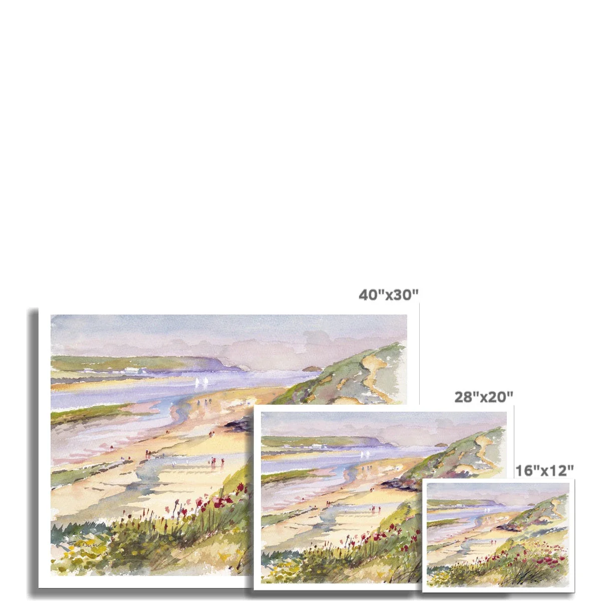 Ted Dyer Fine Art Print. Open Edition Cornish Art Print. 'View of the Camel Estuary and Daymer Bay from Rock'. Cornwall Art Gallery - Image 3