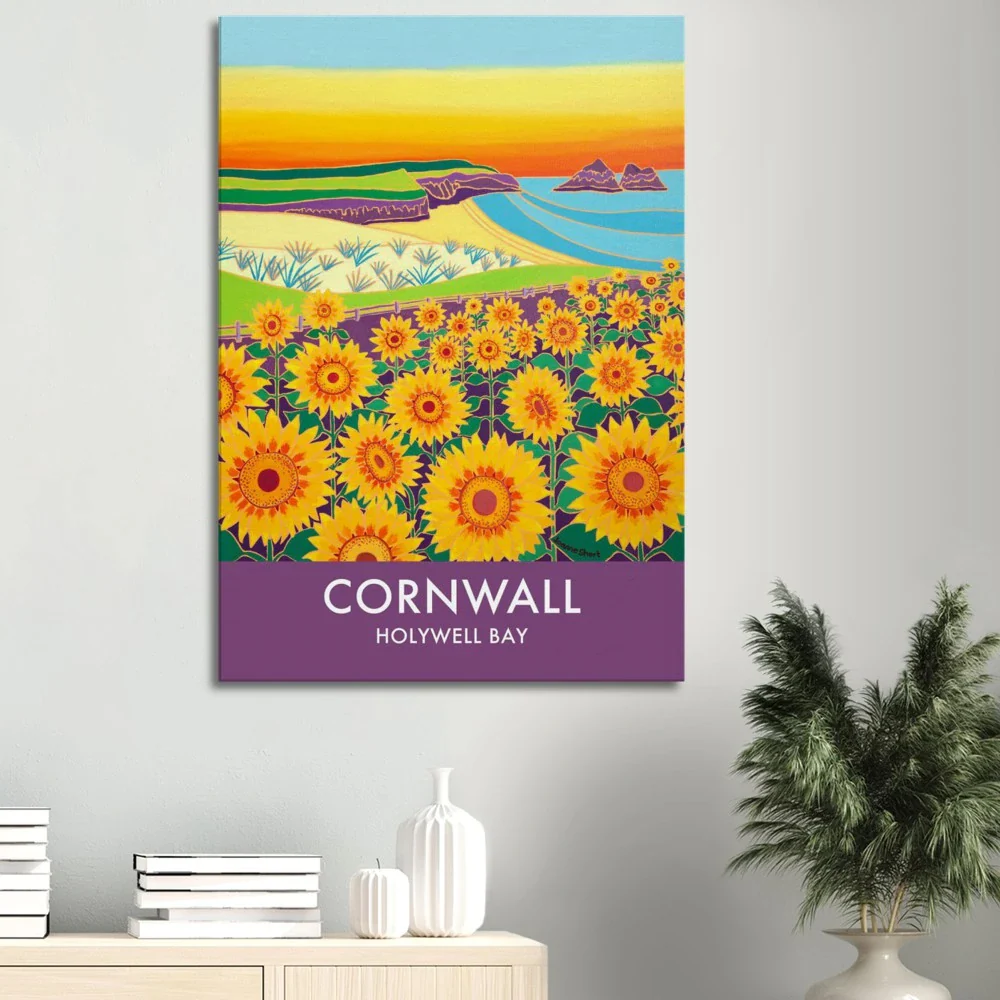 Canvas Art Print by Joanne Short of Sunset Sunflowers at Holywell Bay Beach, Cornwall from our Cornwall Art Gallery - Image 4