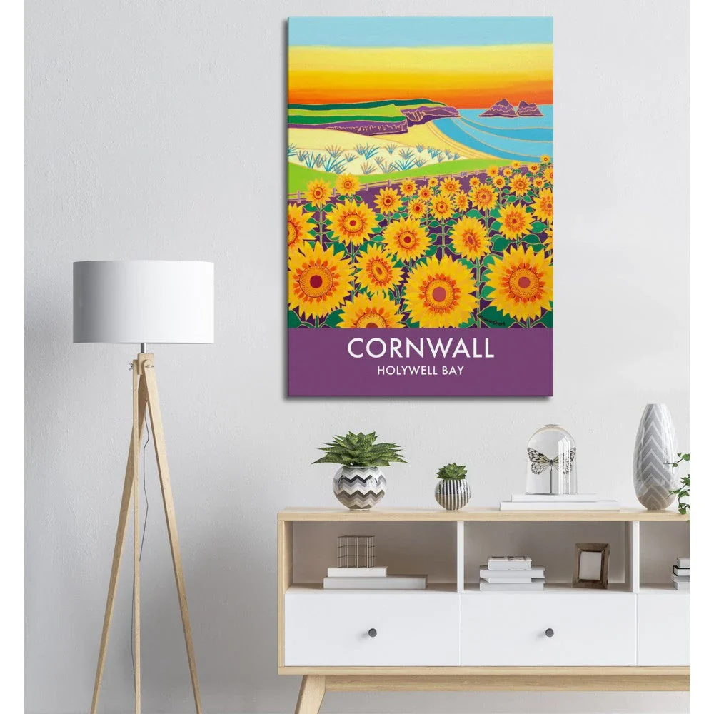 Canvas Art Print by Joanne Short of Sunset Sunflowers at Holywell Bay Beach, Cornwall from our Cornwall Art Gallery - Image 5