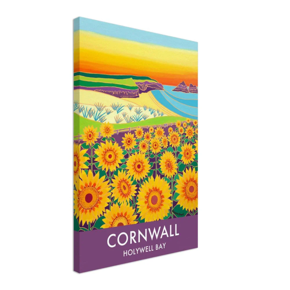 Canvas Art Print by Joanne Short of Sunset Sunflowers at Holywell Bay Beach, Cornwall from our Cornwall Art Gallery - Image 6