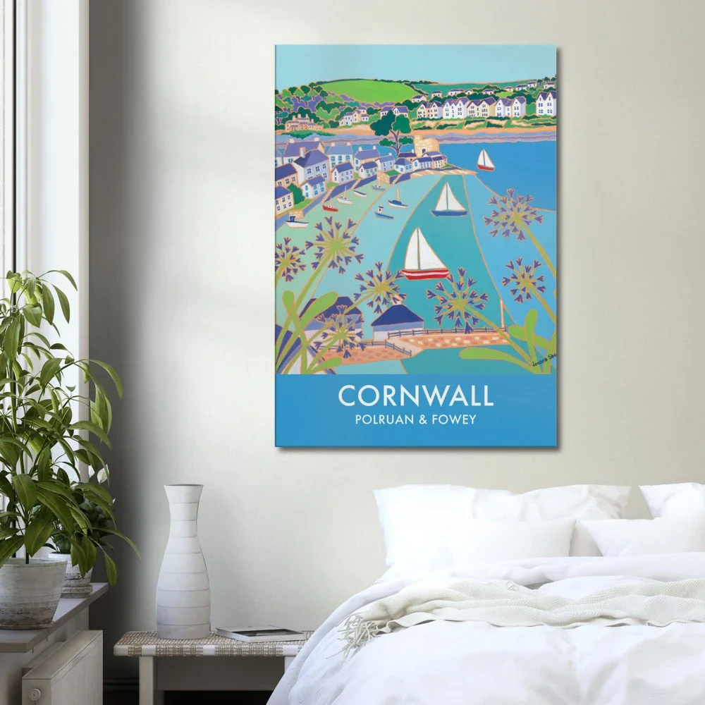 Canvas Art Print by Joanne Short of Polruan and Fowey, Cornwall from our Cornwall Art gallery - Image 4
