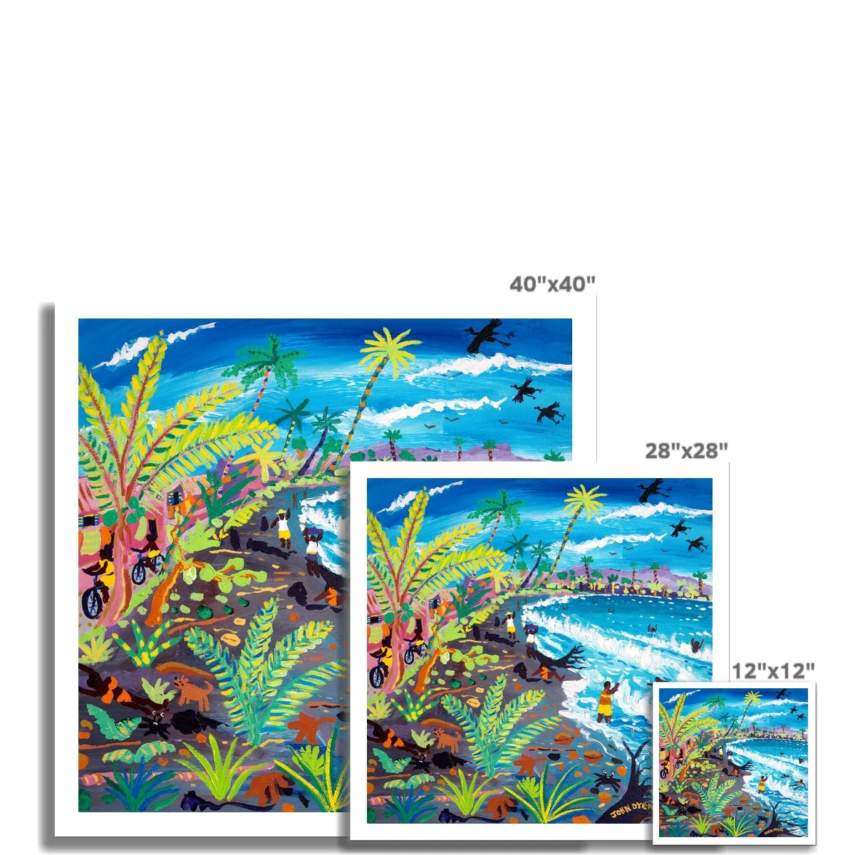 John Dyer Fine Art Print. Open Edition Cornish Art Print. 'Caribbean Beach Life, Costa Rica'. Caribbean Art Gallery - Image 2