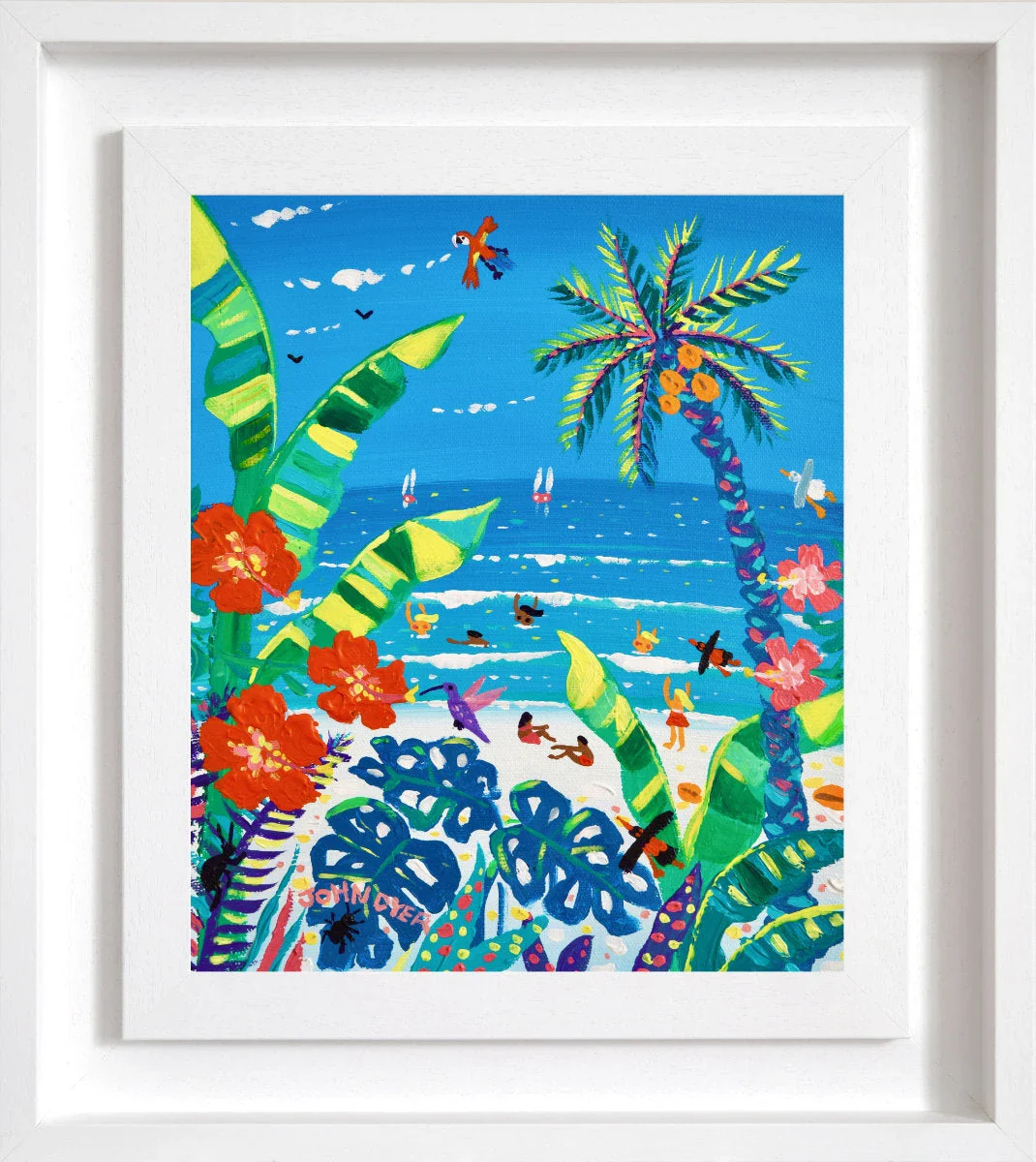 'Caribbean Beach Paradise', 12x10 inches acrylic on canvas. Painting of Costa Rica by British Artist John Dyer - Image 2