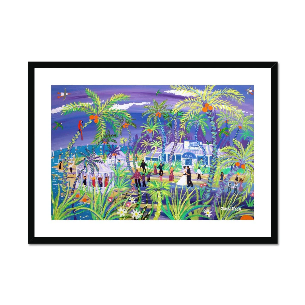 John Dyer Framed Open Edition Cornish Art Print. 'Caribbean Wedding at the Grand Old House, Cayman Islands'. Caribbean Art Gallery - Image 2