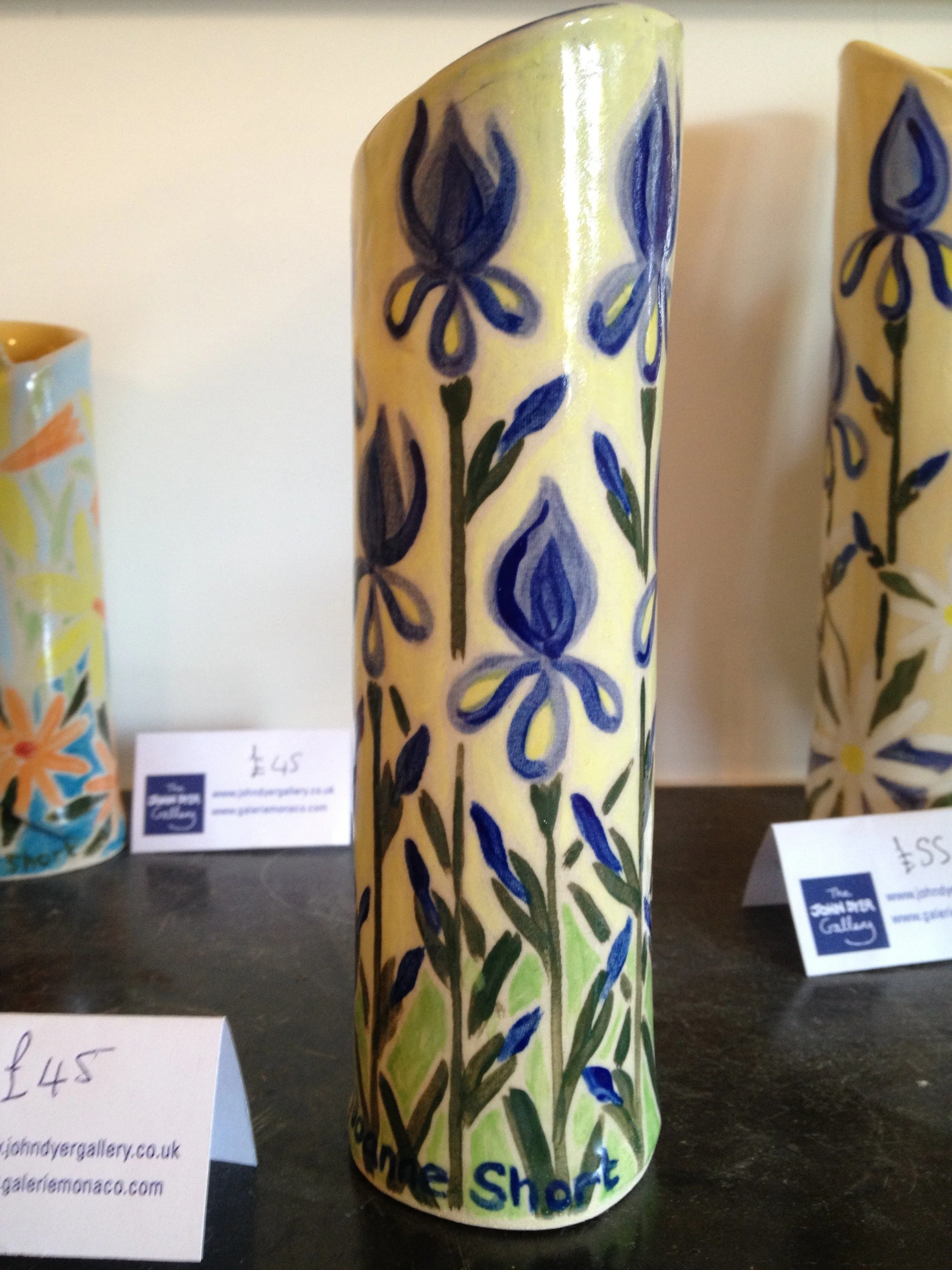 Cornish Ceramic Vase with Blue Iris by Joanne Short - Image 3