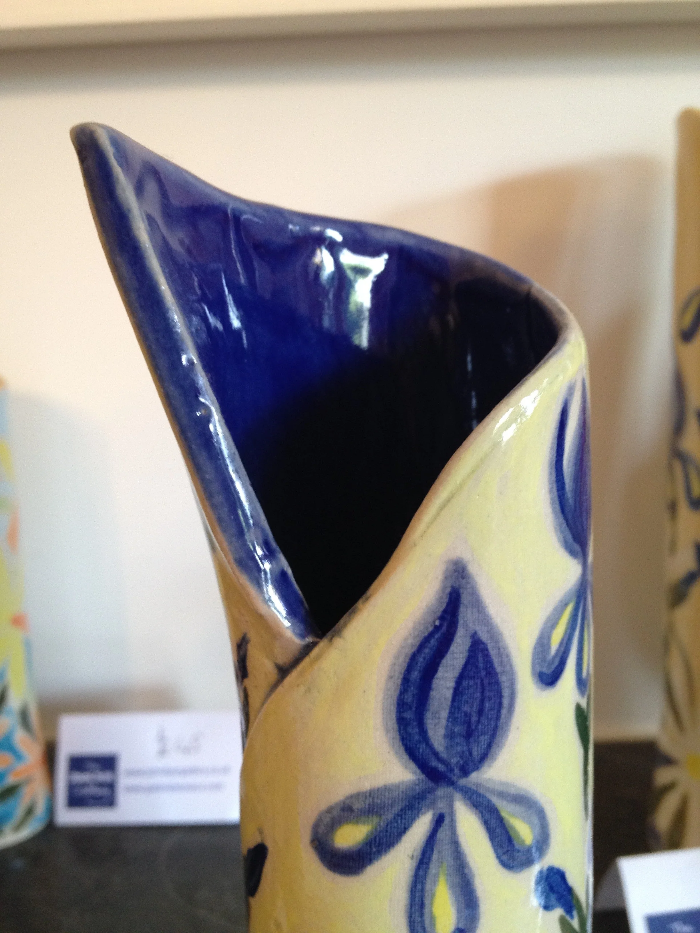 Cornish Ceramic Vase with Blue Iris by Joanne Short - Image 5