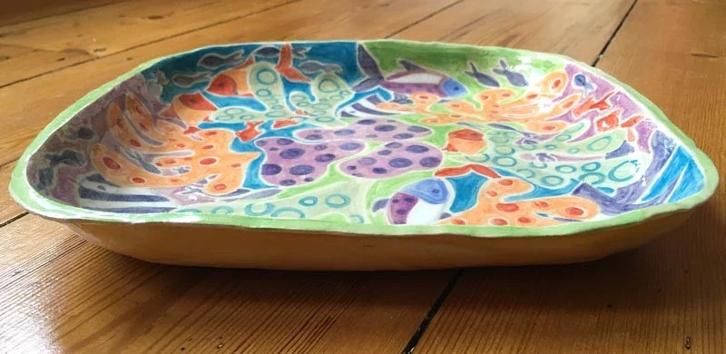 Cornish fish square ceramic plate by artist Joanne Short. - Image 5