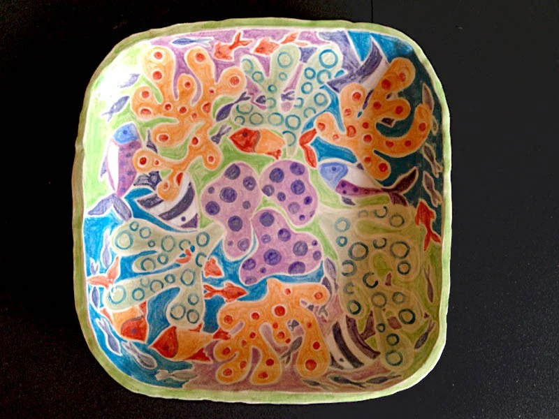 Cornish fish square ceramic plate by artist Joanne Short. - Image 7