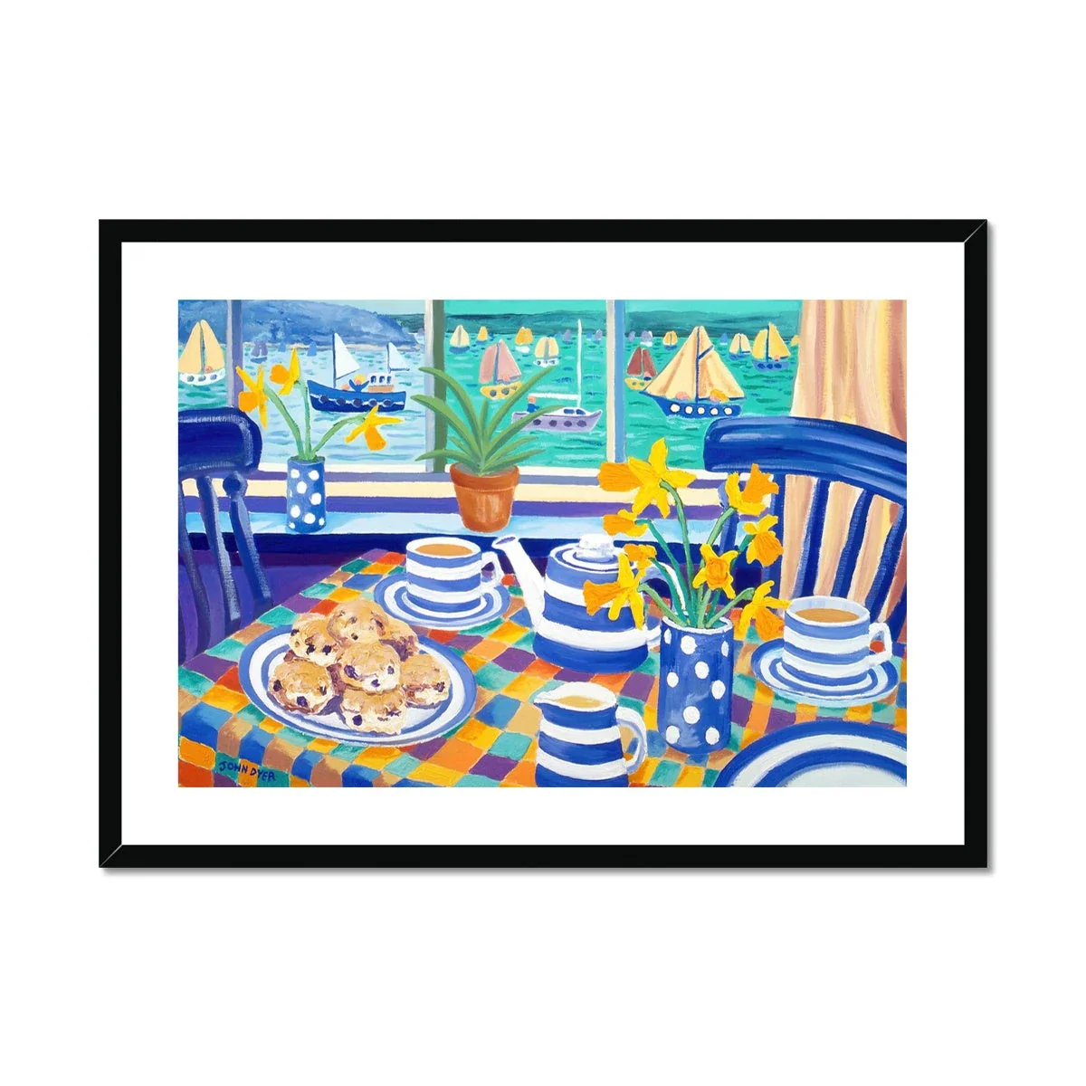 John Dyer Framed Open Edition Still Life Cornish Art Print. 'Cornish Teatime'. Cornwall Art Gallery - Image 2