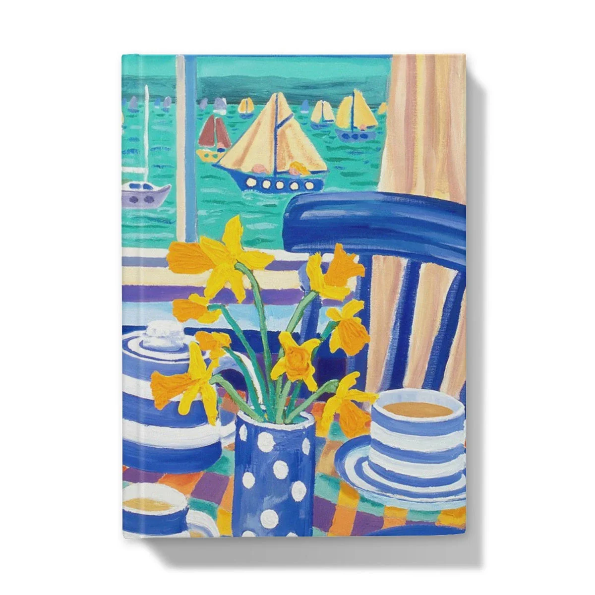 John Dyer Art Hardback Notebook Journal. Cornish Cream Tea with Spring Daffodils