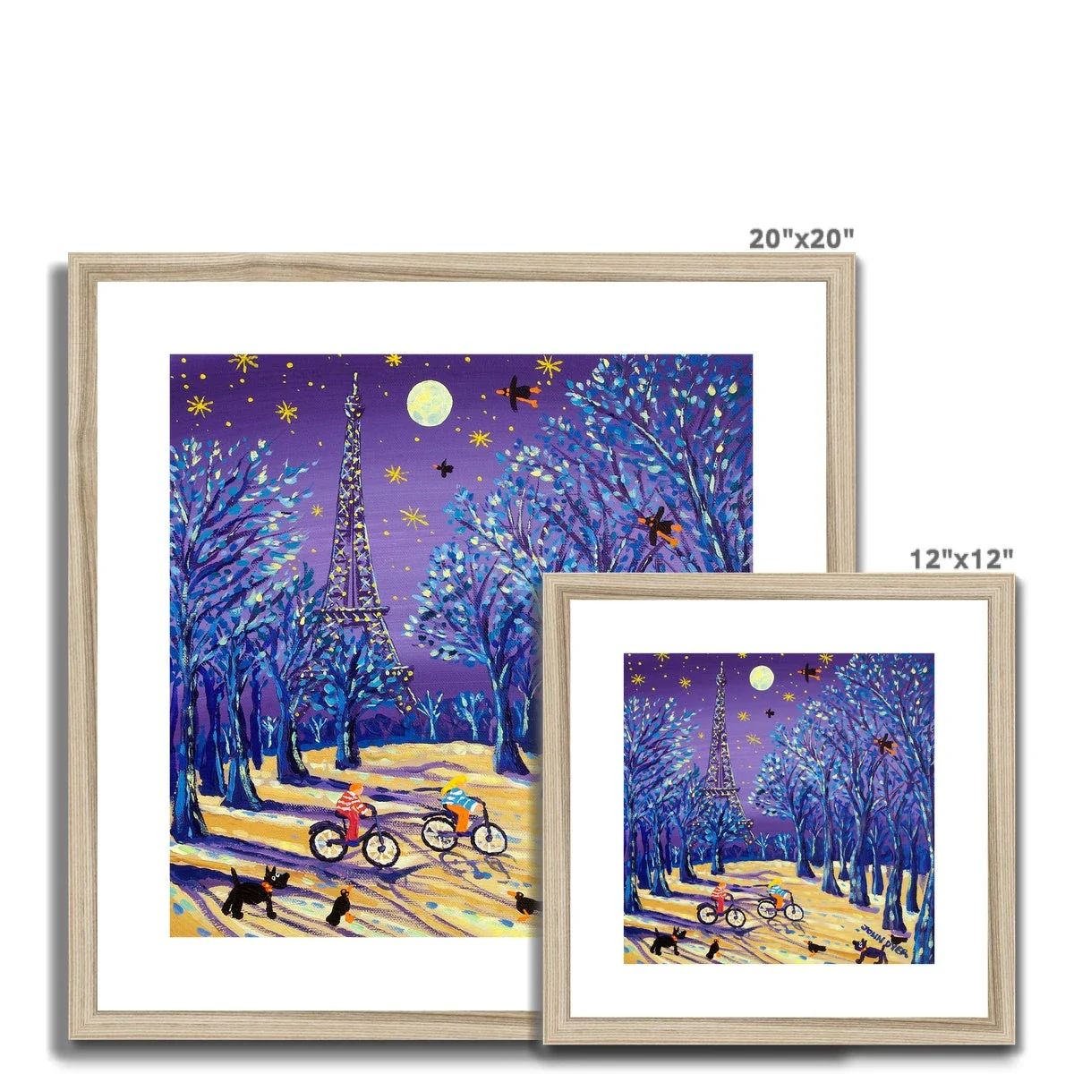 John Dyer Framed Open Edition French Art Print 'Cycling under the Moon, Eiffel Tower, Paris, France' French Art Gallery - Image 11