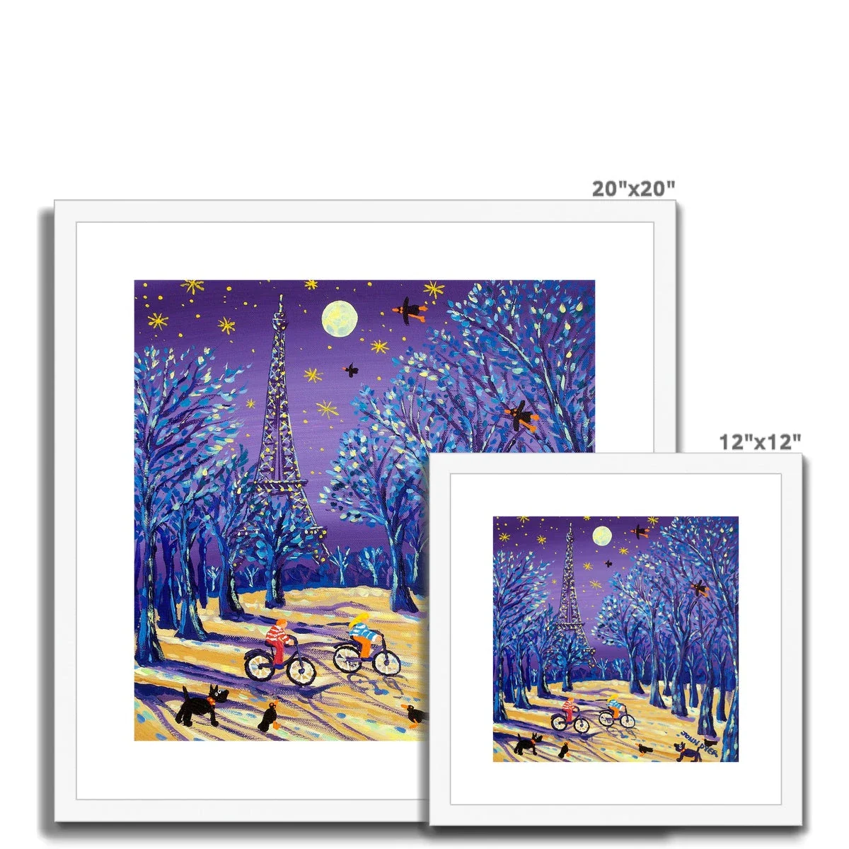 John Dyer Framed Open Edition French Art Print 'Cycling under the Moon, Eiffel Tower, Paris, France' French Art Gallery - Image 9
