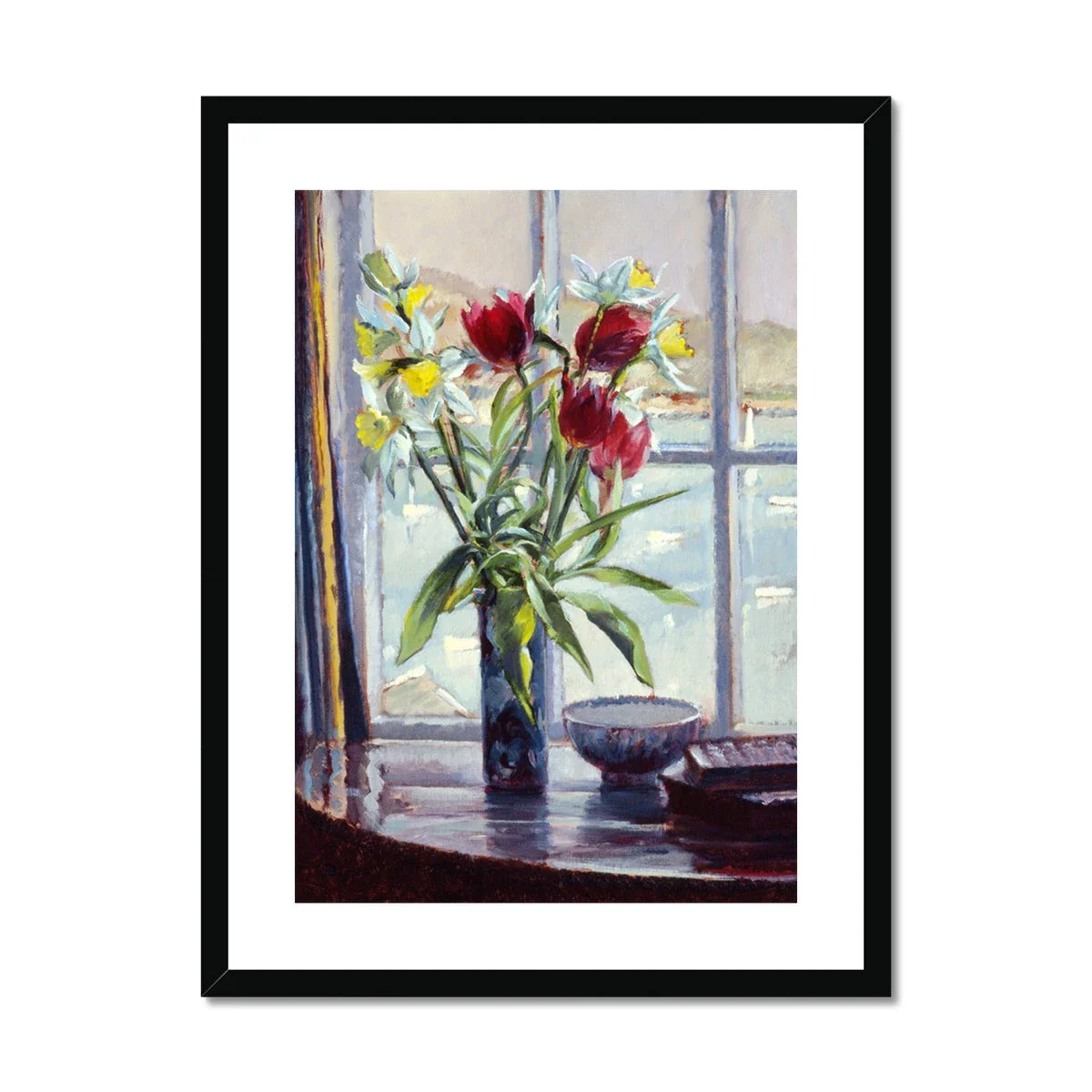 Ted Dyer Framed Open Edition Cornish Fine Art Print. 'Daffodils and Tulips in a Vase, Still Life'. Cornwall Art Gallery - Image 2