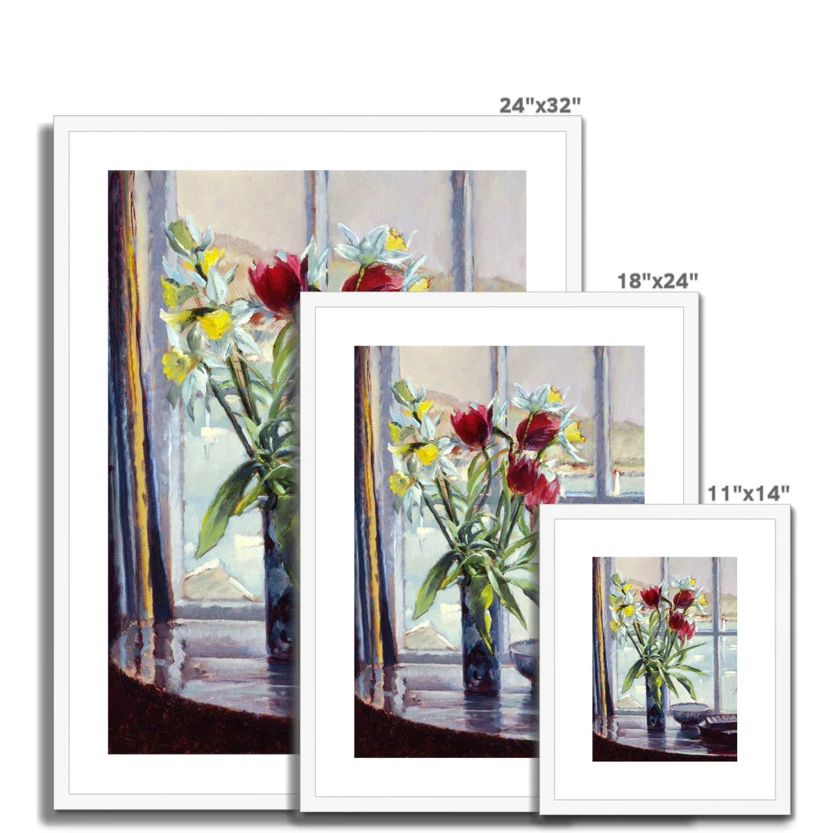 Ted Dyer Framed Open Edition Cornish Fine Art Print. 'Daffodils and Tulips in a Vase, Still Life'. Cornwall Art Gallery - Image 4