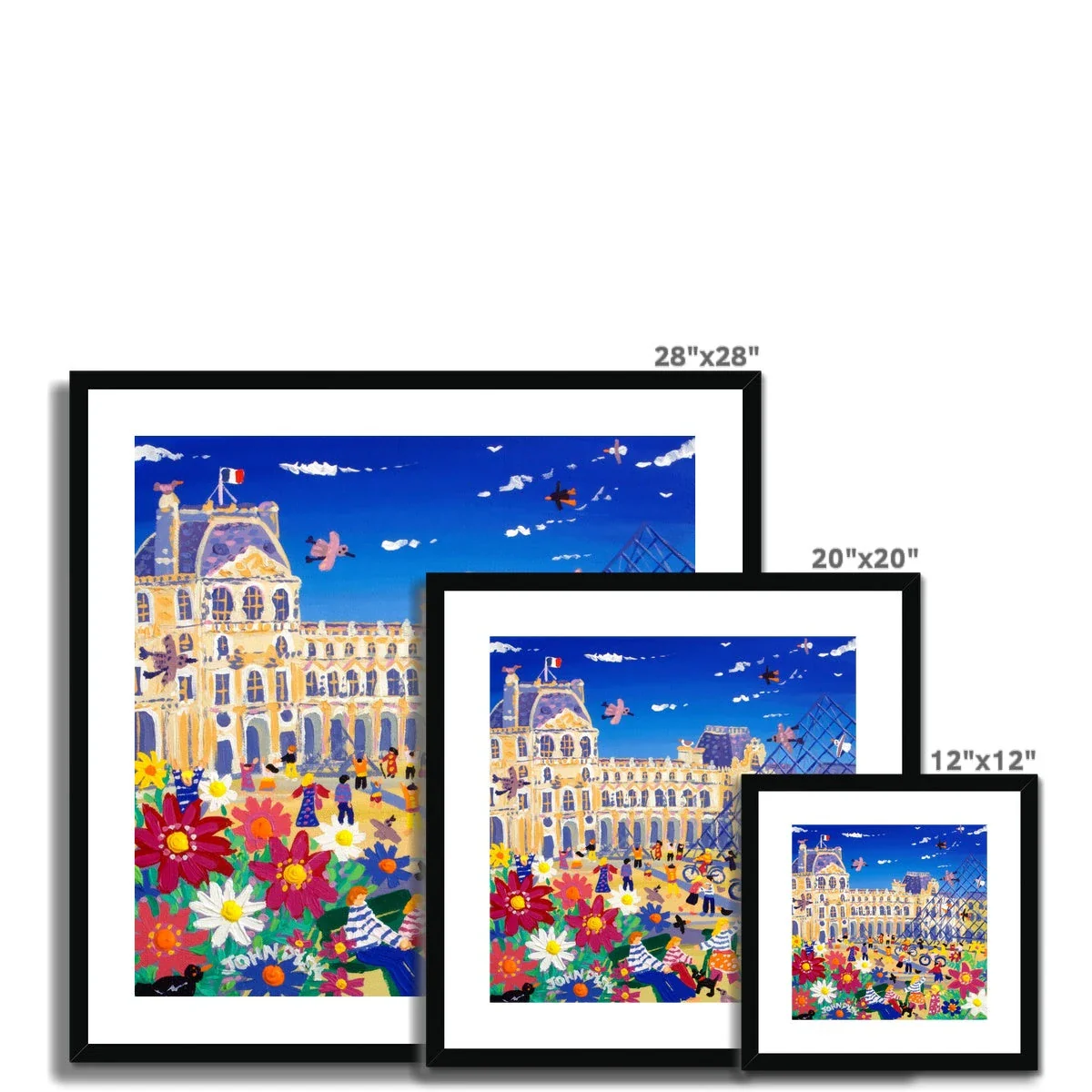 John Dyer Framed Open Edition City Fine Art Print. 'Enjoying the Sun outside the Louvre, Paris, France'. French Art Gallery - Image 5