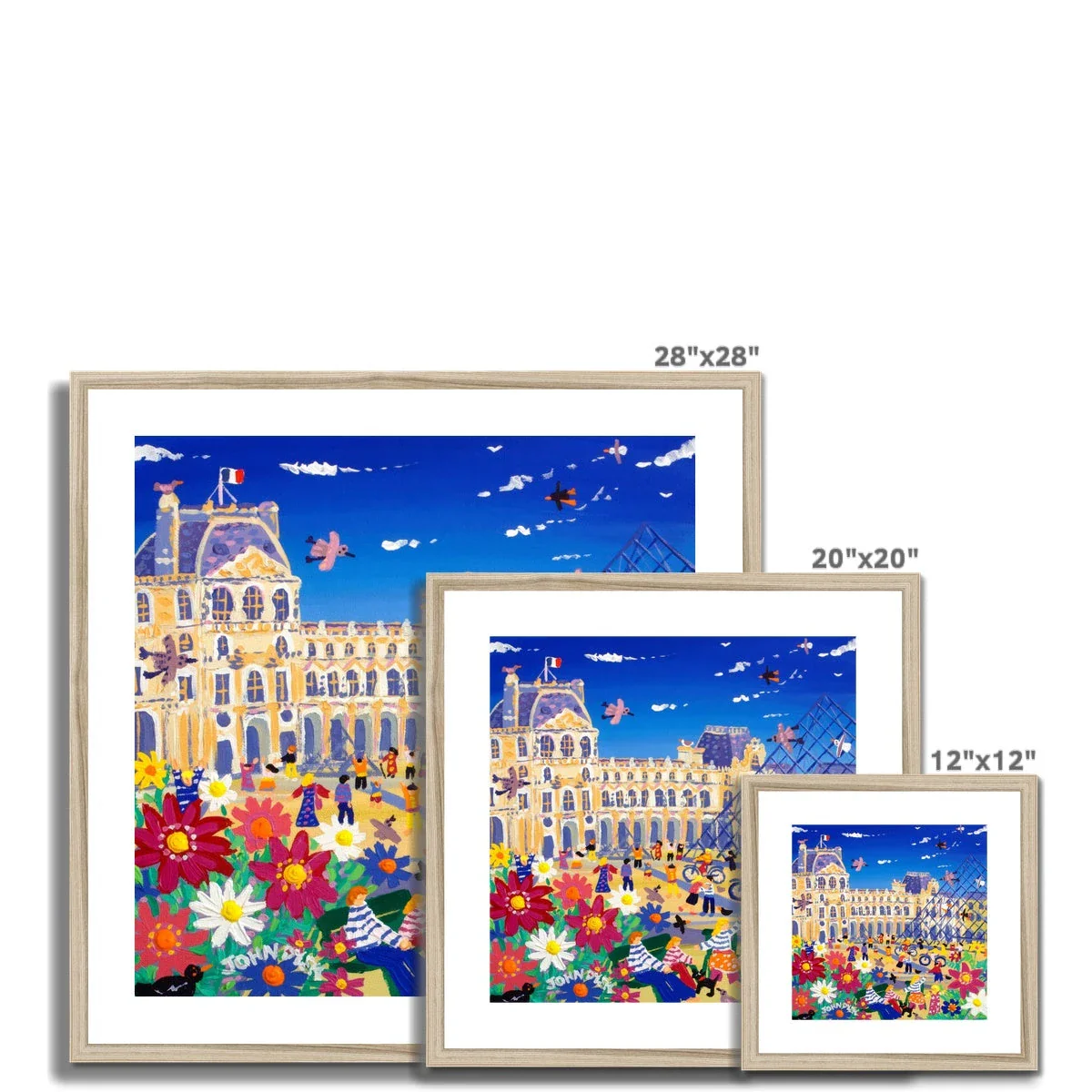 John Dyer Framed Open Edition City Fine Art Print. 'Enjoying the Sun outside the Louvre, Paris, France'. French Art Gallery - Image 6