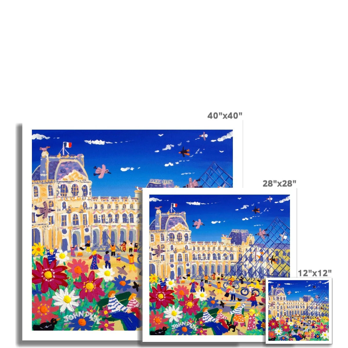 John Dyer Fine Art Print. Open Edition Paris Art Print. 'Enjoying the Sun outside the Louvre, Paris, France'. French Art Gallery - Image 3