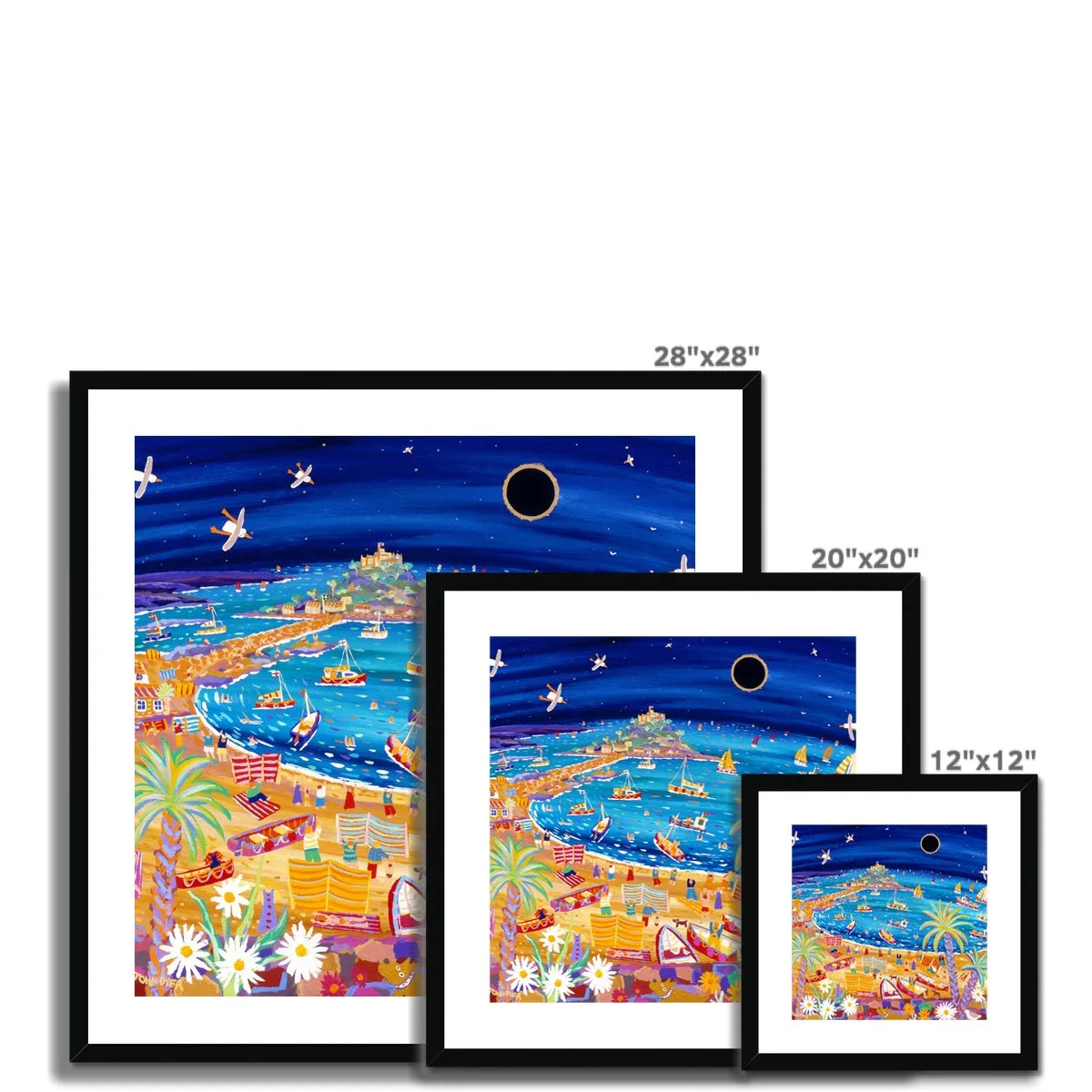 John Dyer Framed Open Edition Cornish Art Print. 'Excitement under the Stars, Mounts Bay Eclipse, Cornwall'. - Image 10