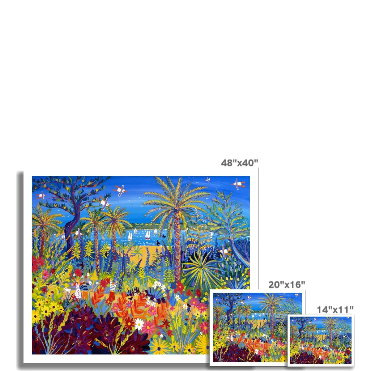 John Dyer Fine Art Print. Open Edition Cornish Art Print. 'Fantasy Island, Tresco Abbey Garden'. Cornwall Art Gallery - Image 3