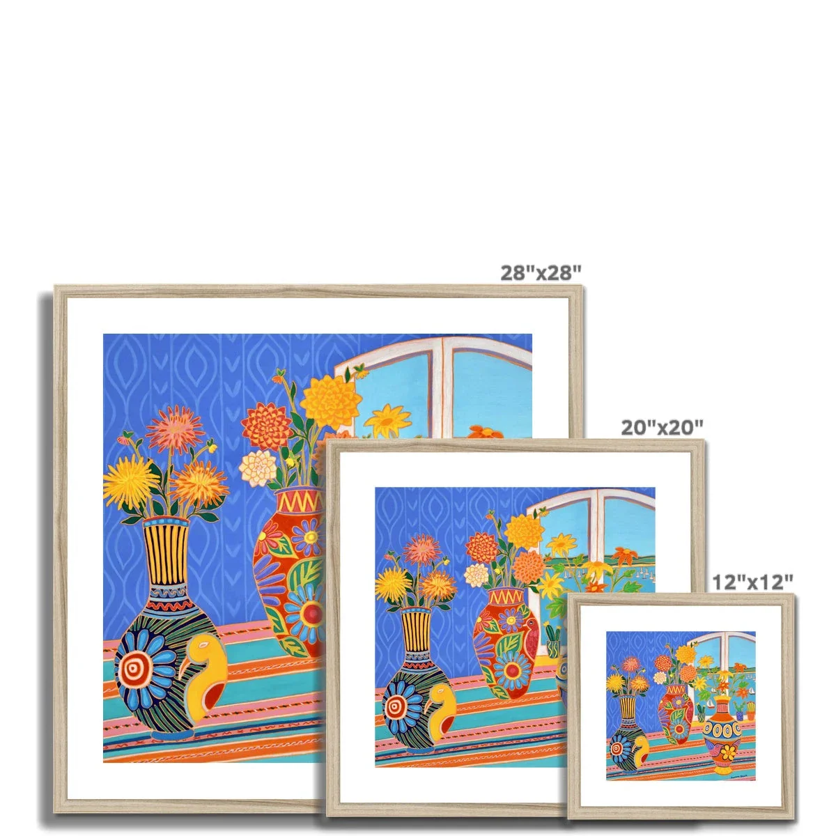 Joanne Short Framed Open Edition Cornish Art Print. 'Fiesta of Flowers in Mexican Vases'. Cornwall Art Gallery, Fowey - Image 5