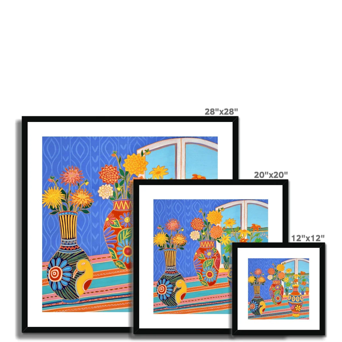 Joanne Short Framed Open Edition Cornish Art Print. 'Fiesta of Flowers in Mexican Vases'. Cornwall Art Gallery, Fowey - Image 6