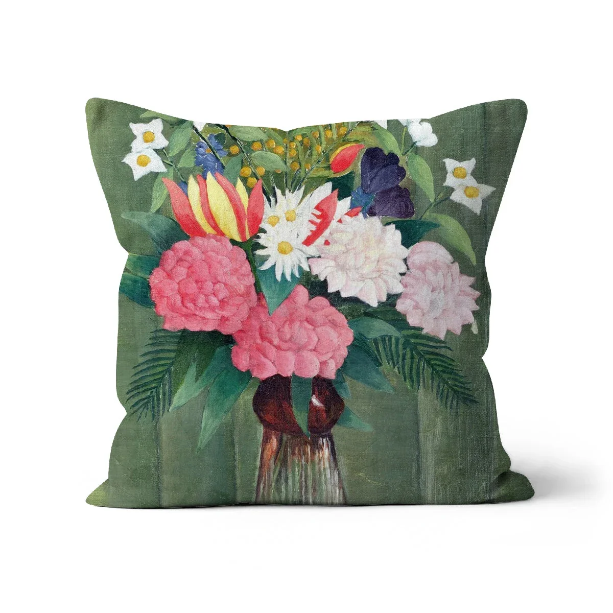 Flowers in a Vase. Classic Art Cushion by Henri Rousseau - Image 6