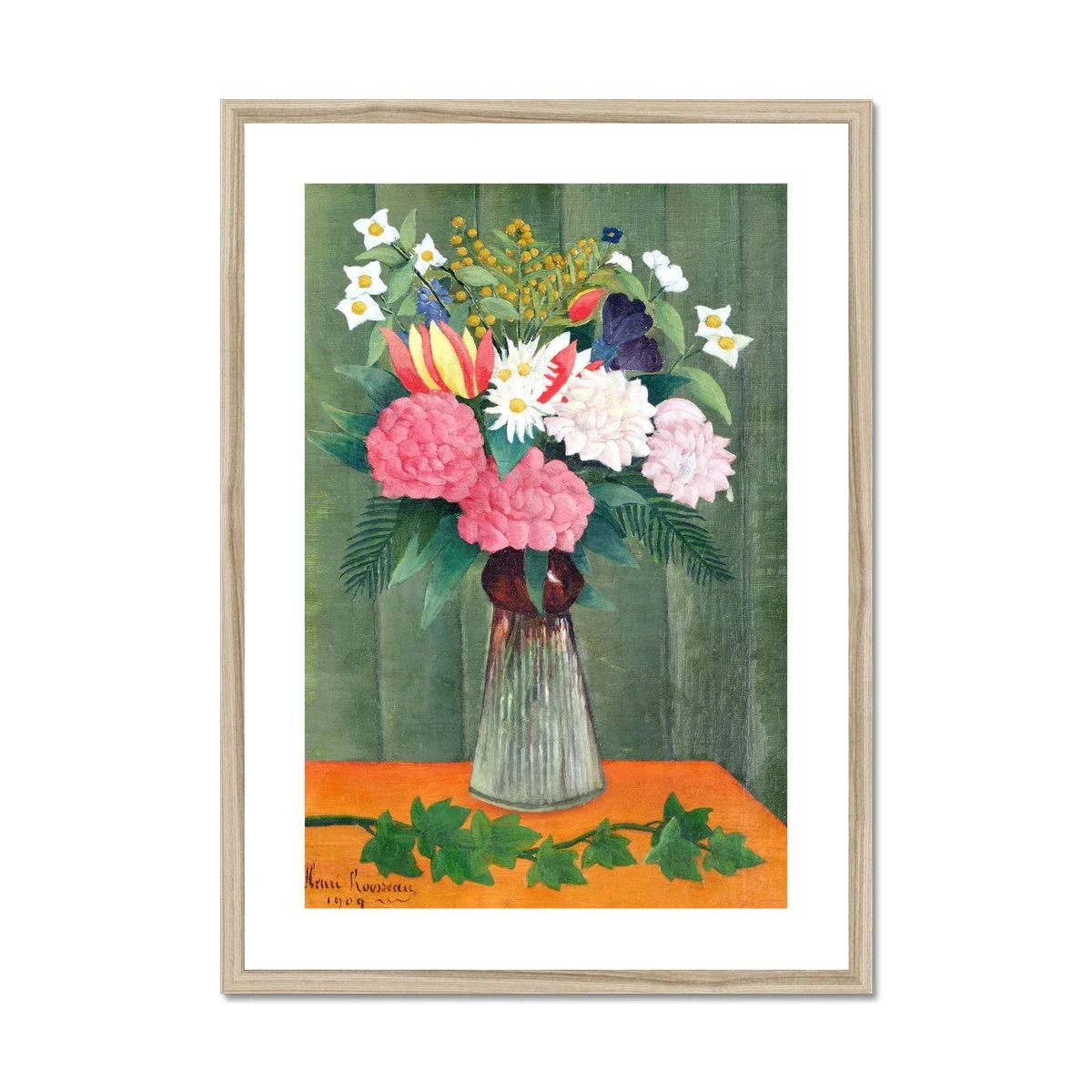 'Flowers in a Vase'. Garden Flowers. Still Life by Henri Rousseau. Framed Open Edition Fine Art Print. Historic Art - Image 3