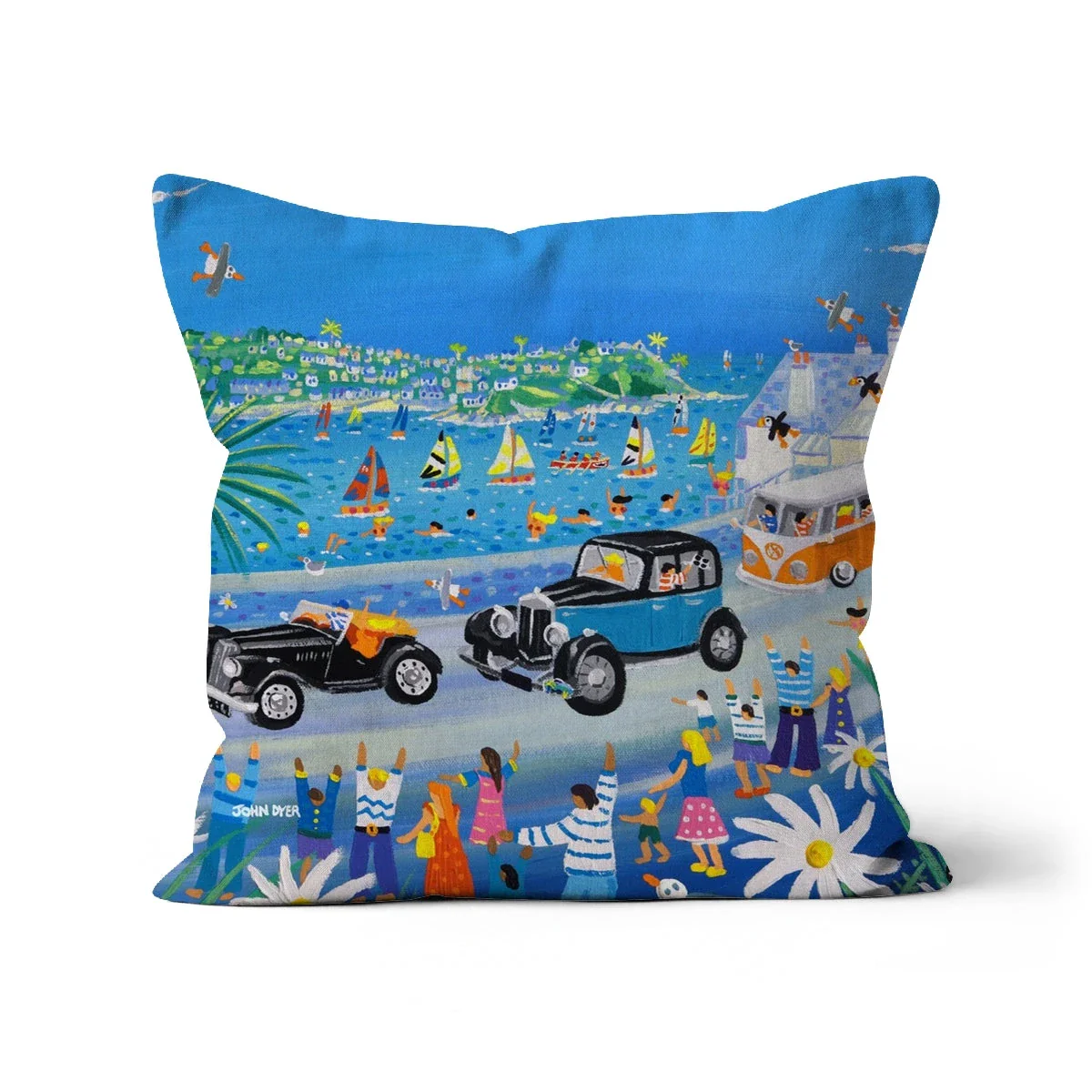 Fowey Classic Car Parade Art Cushion by John Dyer Cushion - Image 18