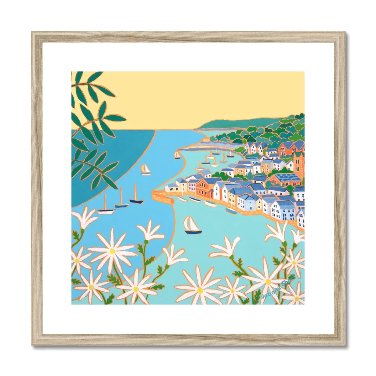 Joanne Short Framed Open Edition Cornish Fine Art Print. 'Looking down at the River, Fowey'. Cornwall Art Gallery - Image 3