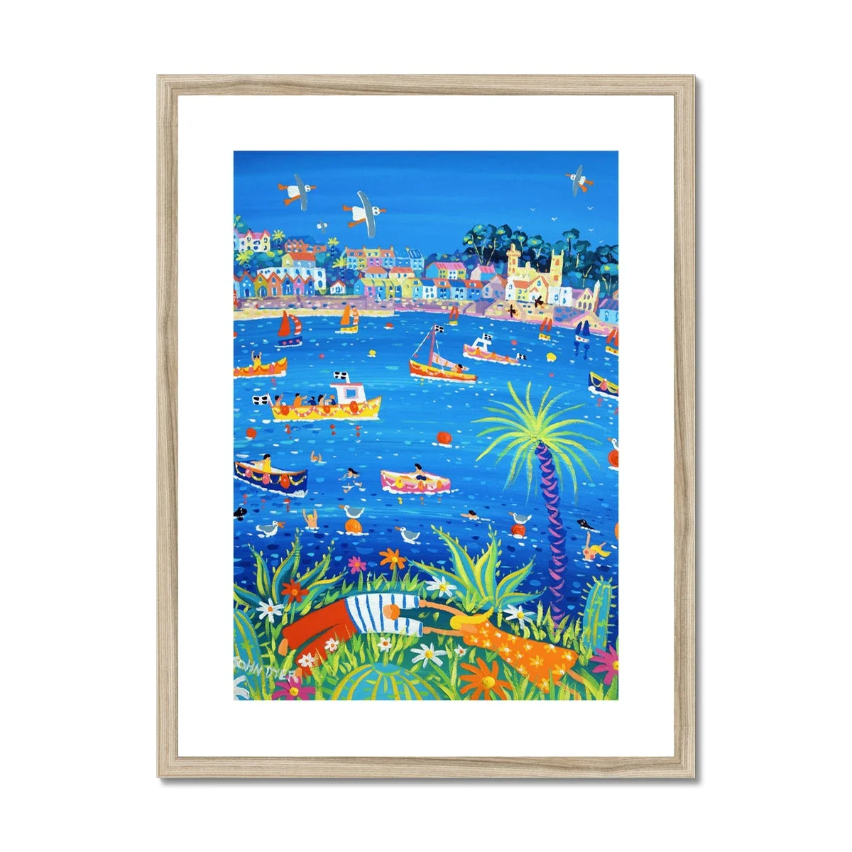 John Dyer Framed Open Edition Cornish Art Print. 'Fowey River Lovers'. Cornwall Art Gallery - Image 3