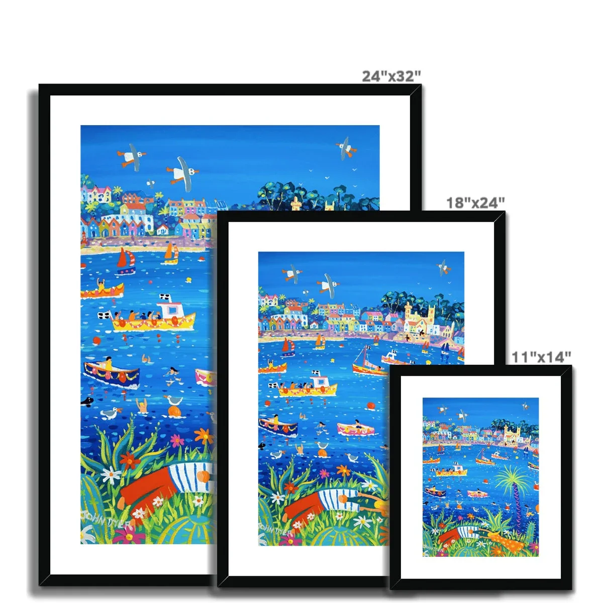 John Dyer Framed Open Edition Cornish Art Print. 'Fowey River Lovers'. Cornwall Art Gallery - Image 6
